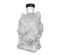 Whisky Decanter - Glass Whisky Decanter - 35cl with Wolf Head Profile - Decorative Collection Item for Home - Drink Container Cognac Bourbon