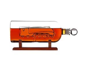 Whisky Decanter - Train Decanter - Gift for Him- Train Design Decanter on Wood Stand and Leak-Proof Stopper - 750 ml