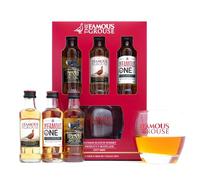 Whisky Gift Set - The Famous Grouse Trio & Glass Gift Set - 3x 5cl, The Famous Grouse Scotch Whisky, Smoky Black, The Famous One and Branded Whisky Glass - Birthday, Whiskey Gifts For Men, Valentines