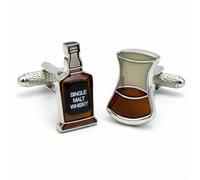 Whisky Glass & Bottle Cufflinks - Onyx Art CK1097 In Premier Life Packaging