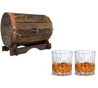 Whisky glass set In Wooden Barrel Gift For Love One Hand Craft Father's Day Boy Frind Teacher Wedding Man Christmas (Whiskey Barrel Glass Set 4)
