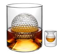Whisky Glasses, 160ml/280ml, Albefer Borosilicate Glass Dual Use Golf Gifts for Men Golf Ball Whiskey Glasses Perfect for Home Bar Party