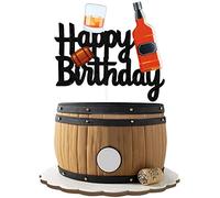 Whisky Happy Birthday Cake Topper - Summer Hawaii Cheers To 40th 50th Birthday Party Glitter Whisky Cake Topper - Cheers Beers Luau Barbecue Whisky Party Decoration For Men
