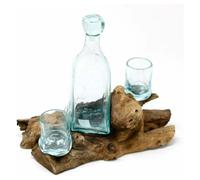 uknown Molten Glass on Wood- Whisky Set