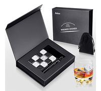 Whisky Stones Gift Set Baban 12 Pcs Natural Unique Granite Whiskey Rocks Reusable Ice Cubes Great Presents for Men or Women - Chilling Whisky Stones with Stainless Steel Tongs & Storage Pouch