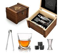 Whisky stones spersonalised whisky glass gift set whisky gifts for men Whiskey Stones Gift, 4 Whisky Stones + Whisky Rock Glass + Slate Coasters,Birthday Present for Men/Women