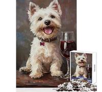 Whisky Westie & Wine Puzzles for Teenagers 1000 Piece Secret Santa Gifts Difficult Challenge Educational Toy for Ages 14 And over size 50x75cm