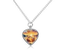 Whisky Wine Sunset Heart Silver Pet Urn Necklace Memorials Funerary Ashes Classic Pendant for Dog Cat Lover