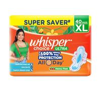 Whisper Choice Sanitary Pads with Wings for Women, XL, 40s Napkins
