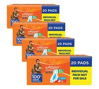 Whisper Choice Ultra XL Sanitary Pads - Pack of 80 Extra Large Sanitary Pads - 100% Stain Protection - Side Safe Wings - Magic Gel Liquid Lock - 20% Wider Sheet