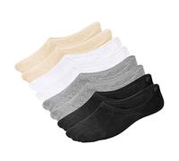 WHISPER DEER No Show Liner Socks Women - (Size 4-15) Low Cut Invisible Cotton Sneaker Socks with Non Slip Grip (3/6/8 Packs), 2white+2black+2beige+2light grey, Shoe Size: 7-10