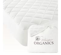 Whisper Organics Luxury Quilted Mattress Pad - Exquisite Softness 100% Organic Cotton Mattress Protector - Fair Trade, GOTS Certified Breathable Protective Cover, 17" Deep Pocket (Queen, Pure White)