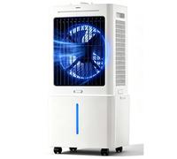 Whisper Quiet Air Cooler 30 dB, Mobile Air Cooler 25L, 12-Hour Sleep Timer, 3 Wind Speeds, Elegant White Design for Night Use