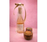 Whispering Angel Rosé 37.5 ift Set with 2 Scented Candles in Reusable Metal Tin - Luxury Gift for Mother’s Day, Valentine’s Day, Birthdays & Christmas - Elegant Wine & Candle Gift Hamper