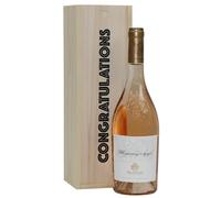 Whispering Angel Rosé Cotes de Provence, 75cl in a Congratulations Celebration Wooden Gift Box - Classic French Pink Rose Wine Gift