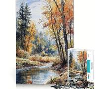 Whispering Autumn Stream Jigsaw for Teenagers 1000 Pieces Mind Boost Fun Clean Cut Sturdy Components Heartwarming Gathering Activity (38x52cm)