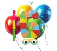 Whispering Fantasy Number 6 Shaped Piñata + Baton + Mask bundled with 4x Large Balloons - Make your party one that will be remembered long after - Height 50cm x Width 30.5cm x Depth 7.5cm