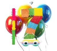 Whispering Fantasy Number 7 Shaped Piñata + Baton + Mask bundled with 4x Large Balloons - Make your party one that will be remembered long after - Height 50cm x Width 30.5cm x Depth 7.5cm