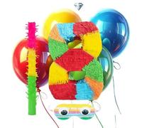 Whispering Fantasy Number 8 Shaped Piñata + Baton + Mask bundled with 4x Large Balloons - Make your party one that will be remembered long after - Height 50cm x Width 30.5cm x Depth 7.5cm