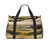 Whispering Fields Print Travel Duffel Bag for Men & Women, Foldable Travel Bags and Spacious Weekender Tote Bag for Storage Toiletry Luggage Personal Item, Black, L