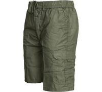 Whispering Jones London Mens Cargo Combat Plain Long Shorts Elasticated Waist Summer Polycotton SZ 30-40, Khaki, M