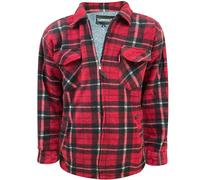 Whispering Jones London Mens Lumberjack Shirt Fur Fleece Lined Padded Flannel Work Shirt Warm Thick Jacket Top, Red Black - Padded Shirt, XL