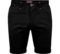 Whispering Jones London Mens Spandex Soft Cotton Slim Fit Chino Shorts Stretch Elastane Premium Size 30-42, Black - IYI, 36W
