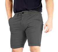Whispering Jones London Mens Spandex Soft Cotton Slim Fit Chino Shorts Stretch Elastane Premium Size 30-42, Dark Grey, 34" Waist