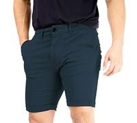 Whispering Jones London Mens Spandex Soft Cotton Slim Fit Chino Shorts Stretch Elastane Premium Size 30-42, Navy, 34" Waist