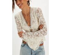 Whispering Love Lace Top at Free People in Tofu, Size: Small - female