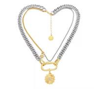 Whispering Meadows Mixed Metal Evil Eye Necklace - Two-Tone Gold & Silver Layered Pendant with Sun Charm - Protection Jewelry Gift for Women & Friends