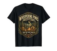 Whispering Pines Outfitters Camp Lantern Vintage Camping Value Graphic T-Shirt, Men, Black, L