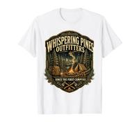 Whispering Pines Outfitters Camp Lantern Vintage Camping Value Graphic T-Shirt, Men, White, M