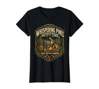 Whispering Pines Outfitters Camp Lantern Vintage Camping Value Graphic T-Shirt, Women, Black, M