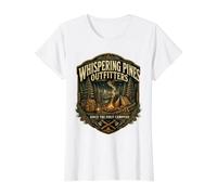 Whispering Pines Outfitters Camp Lantern Vintage Camping Value Graphic T-Shirt, Women, White, L