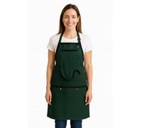 Whispering Threads 100% Cotton Waterproof Adjustable Bib Aprons with 6 Pockets Cooking Kitchen Aprons for Men Women Chef Aprons for Home, Restaurant, Coffee Shop, Baking, BBQ