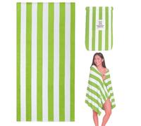 Whispering Threads Large Beach Towel for Adults Highly Absorbent Cabana Microfibre Pool Towel with Bag Double Sided Print Lightweight Sand Free Bath Towel for Pool Campaign Gym (180x90cm) Parrot Green