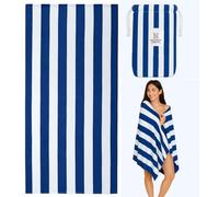 Whispering Threads Large Beach Towel for Adults Highly Absorbent Cabana Microfibre Pool Towel with Bag, Double Sided Print Lightweight Sand Free Bath Towel for Pool Campaign Gym (180x90cm) Royal Blue