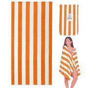 Whispering Threads Large Beach Towel for Adults Highly Absorbent Cabana Microfibre Pool Towel with Bag, Double Sided Print Lightweight Sand Free Bath Towel for Pool Campaign Gym Yoga (180x90cm) Orange