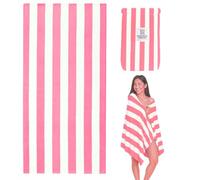 Whispering Threads Large Beach Towel for Adults Highly Absorbent Cabana Microfibre Pool Towel with Bag, Double Sided Print Lightweight Sand Free Bath Towel for Pool Campaign Gym Yoga (180x90cm) Pink