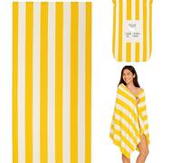 Whispering Threads Large Beach Towel for Adults Highly Absorbent Cabana Microfibre Pool Towel with Bag, Double Sided Print Lightweight Sand Free Bath Towel for Pool Campaign Gym Yoga (180x90cm) Yellow