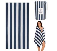 Whispering Threads Large Beach Towel for Adults Highly Absorbent Cabana Microfibre Pool Towel with Bag, Double Sided Print Lightweight Sand Free Bath Towel for Pool Campaign Yoga (180x90cm) Dark Blue
