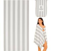 Whispering Threads Large Beach Towel for Adults Highly Absorbent Cabana Microfibre Pool Towel with Bag, Double Sided Print Lightweight Sand Free Bath Towel for Pool Campaign Gym Yoga (180x90cm) Grey