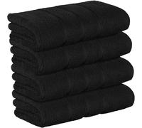 Whispering Threads Premium Large Bath Towels Set, (69x140 CM) 4 Pack, 100% Cotton Soft Highly Absorbent Towel Lightweight Quick Dry Bathroom Towel for Home Spa Salon Hotel Pool Gym, Black 27x54 Inch