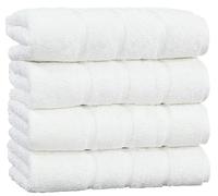 Whispering Threads Premium Large Bath Towels Set, (69x140 CM) 4 Pack, 100% Cotton Soft Highly Absorbent Towel Lightweight Quick Dry Bathroom Towel for Home Spa Salon Hotel Pool Gym, White 27x54 Inch