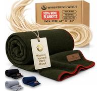 Whispering Winds 100% Wool Blanket, Premium Twin Size (62"x84")