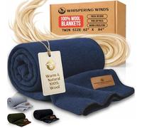 Whispering Winds 100% Wool Blanket, Premium Twin Size (62"x84")