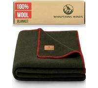 Whispering Winds 100% Wool Blanket - Premium Ultra-Soft, Thick, Warm, Large 60″x 84″ Bed & Camping Blanket for Indoor, Outdoor, Bushcraft & Survival