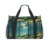 Whispering Woods Print Travel Duffel Bag for Men & Women, Foldable Travel Bags and Spacious Weekender Tote Bag for Storage Toiletry Luggage Personal Item, Black, L