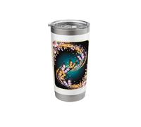 Whispers in Flight: Enchanted Butterfly Spiral with Floral T Stainless Steel Insulated Tumbler